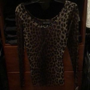 Inc leopard long sleeve top